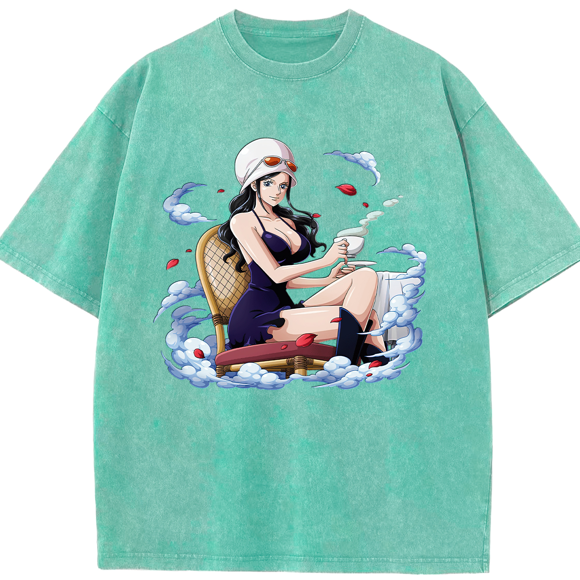 ワンピース ニコ・ロビン ONE PIECE Nico Robin 綿100% ヴィンテージ風 半袖Tシャツ（フロントプリント）